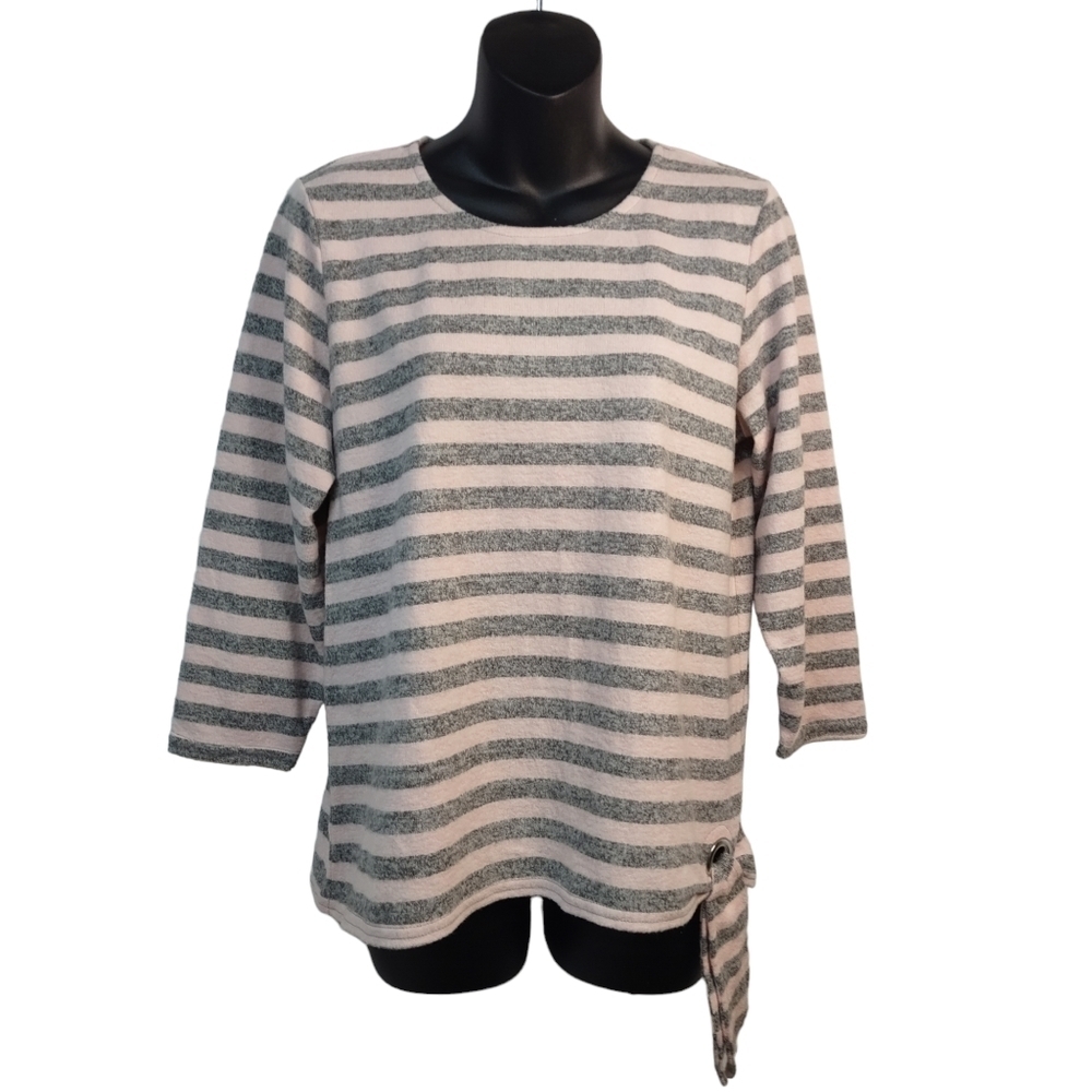 Cathy Daniels Women's Pink Gray 3/4 Sleeves Sweater Size M NWT